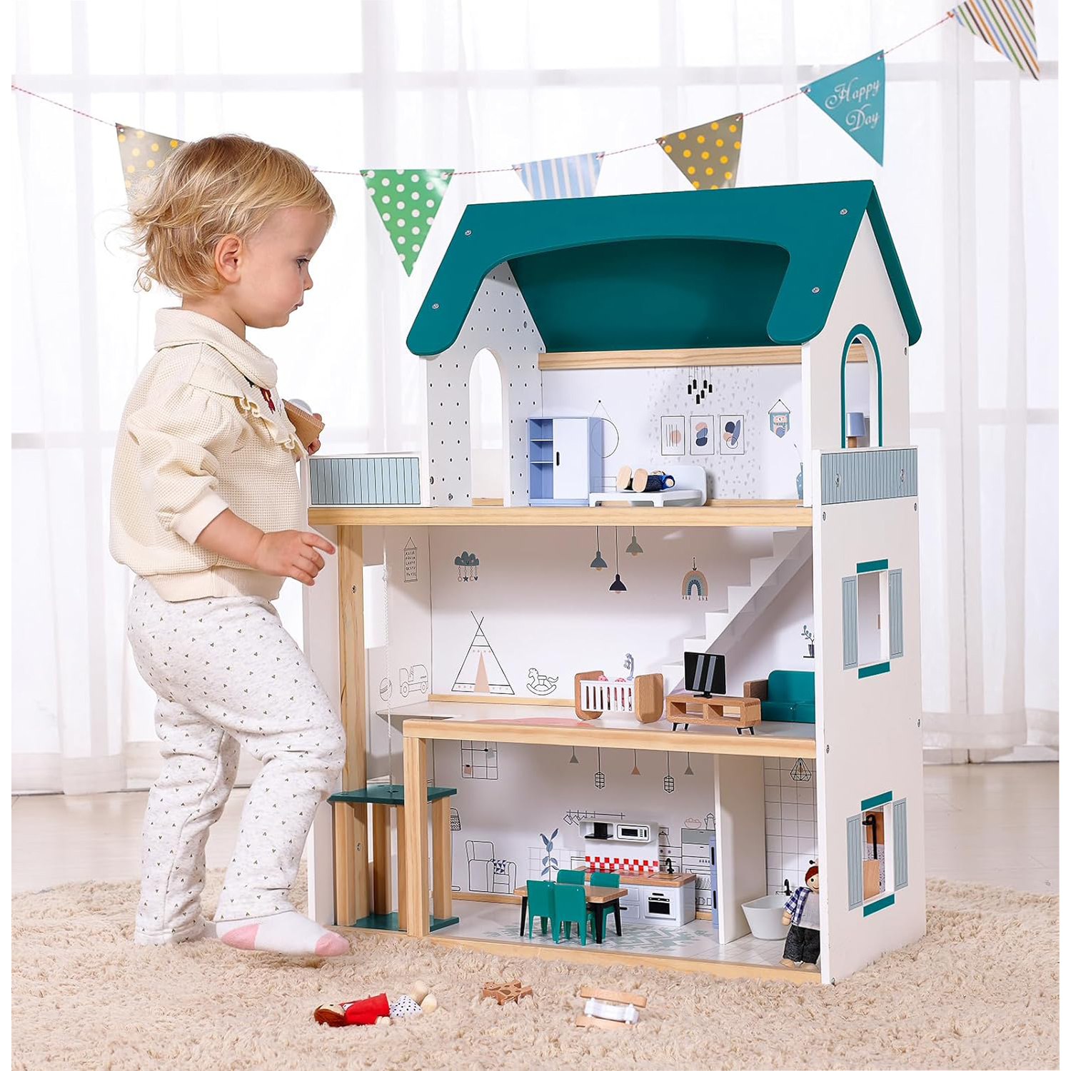 dh001 Wooden Dollhouse 